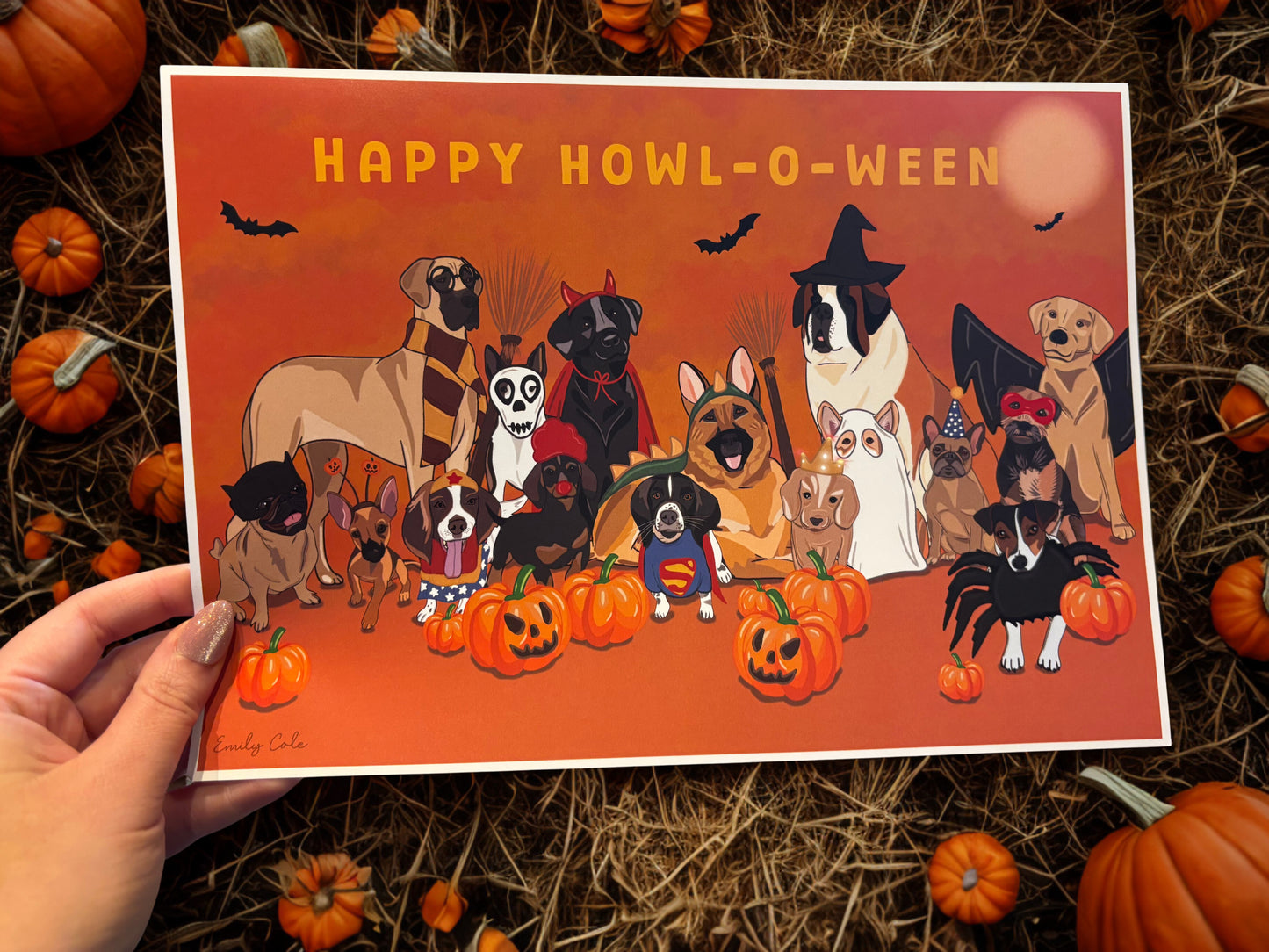 Howl-O-Ween Dog Halloween Digital Poster Print