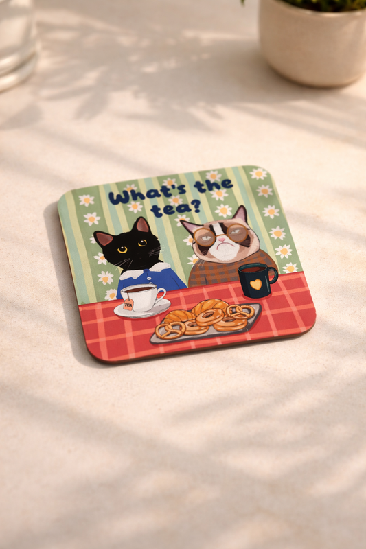 Set of 3 What’s The Tea Themed Coasters