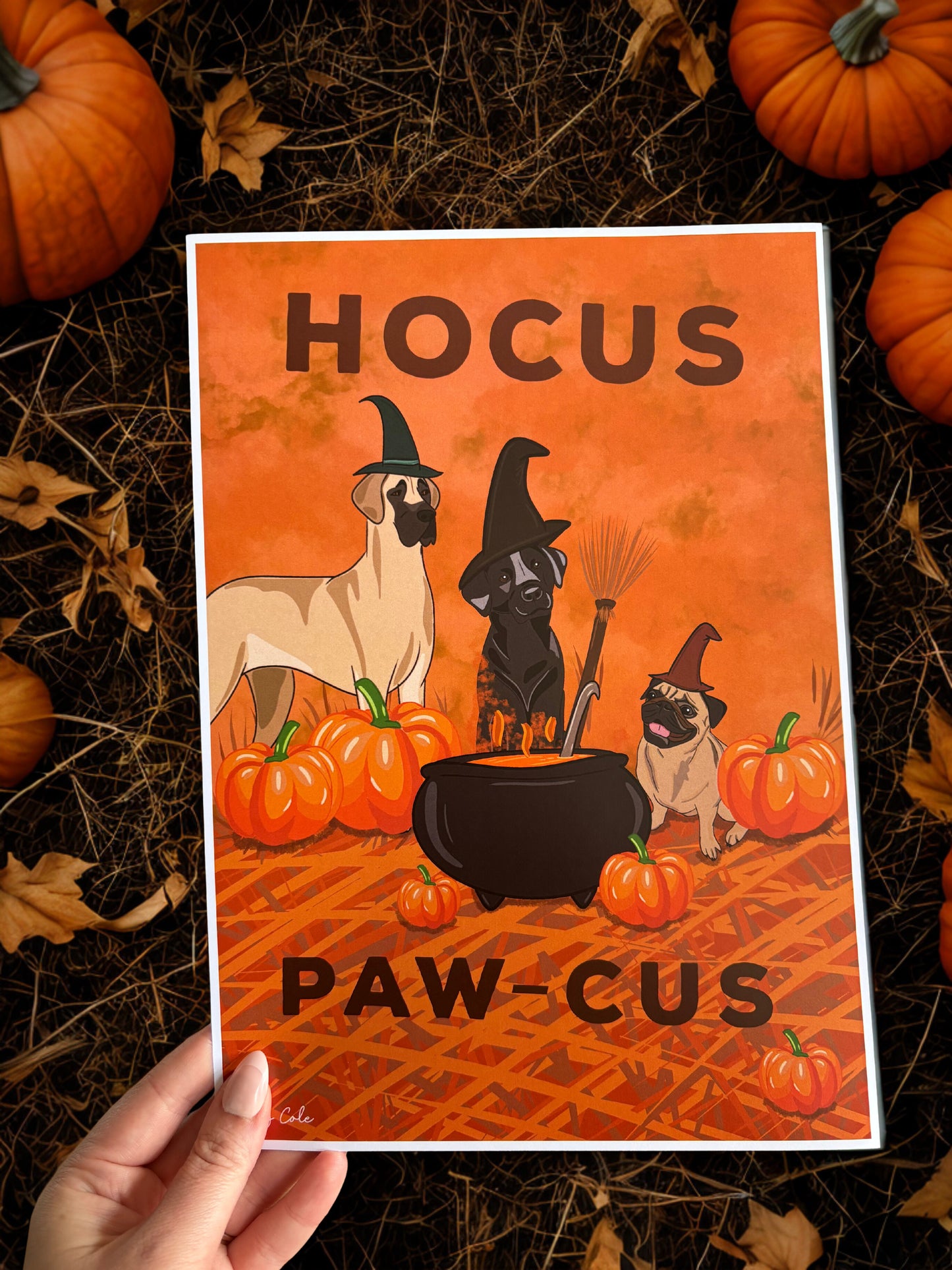 Hocus Paw-Cus Halloween Inspired Dog Digital Poster Print