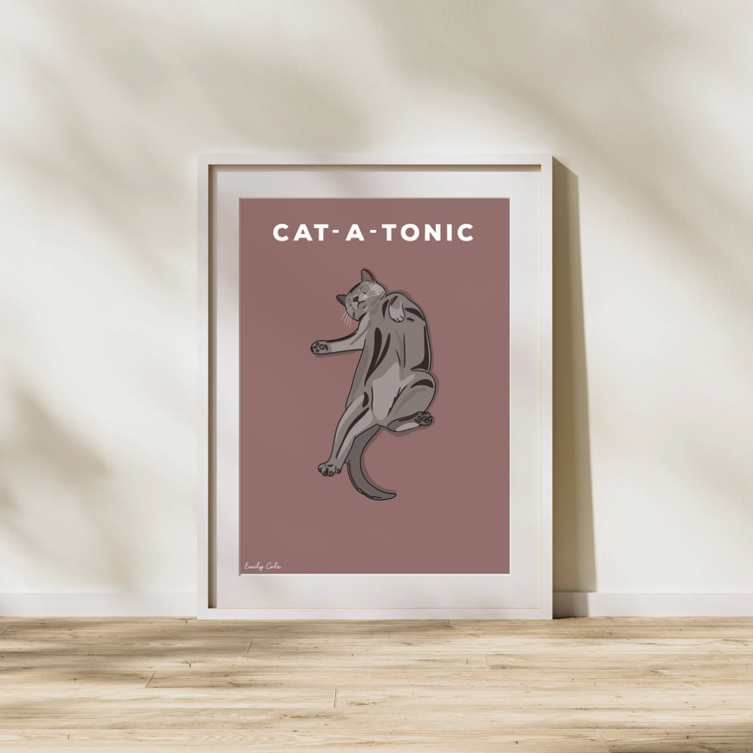 Catatonic Digital Cat Poster Print