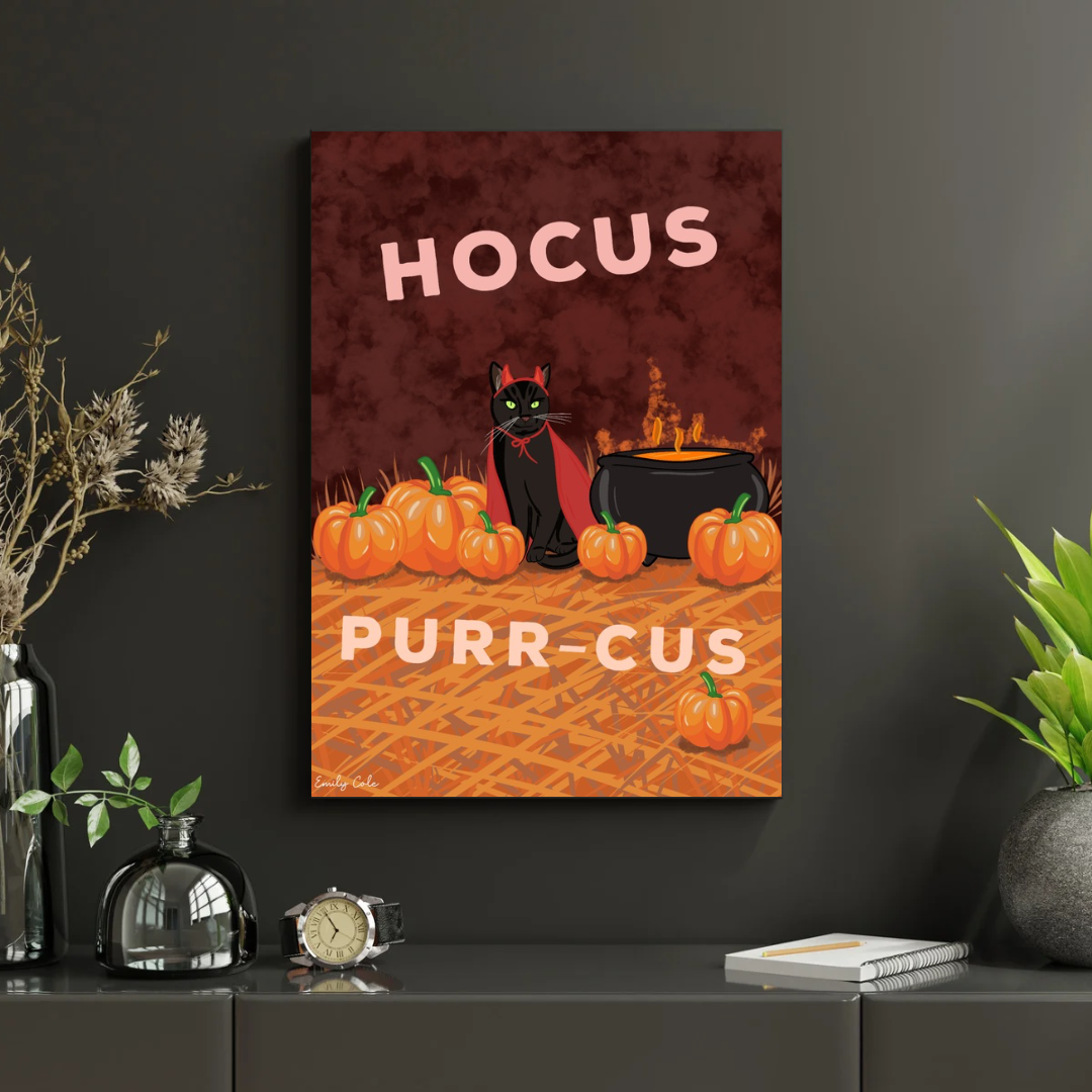 Hocus Purr-Cus Halloween Digital Black Cat Print
