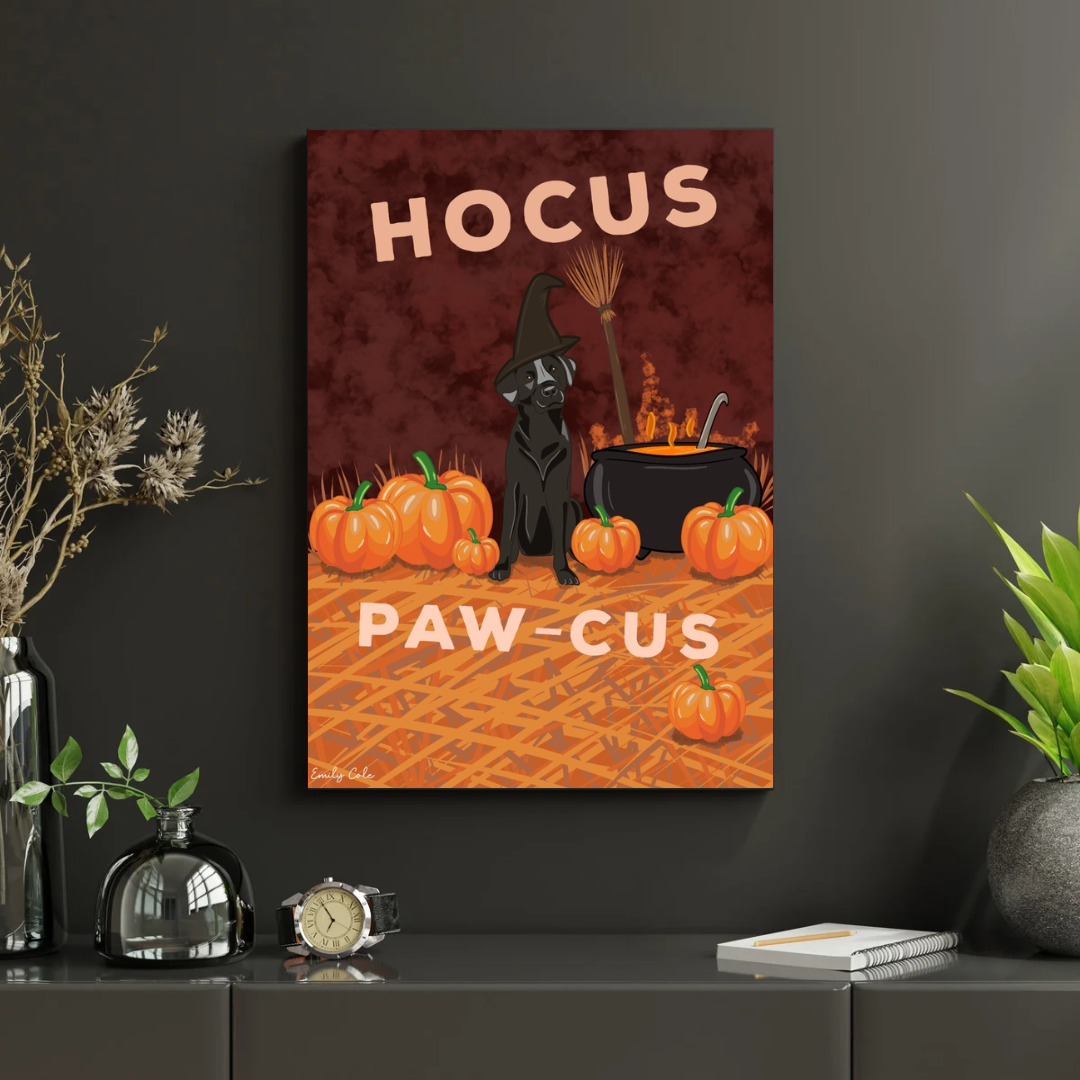 Hocus Paw-Cus Black Lab Halloween Dog Digital Poster Print