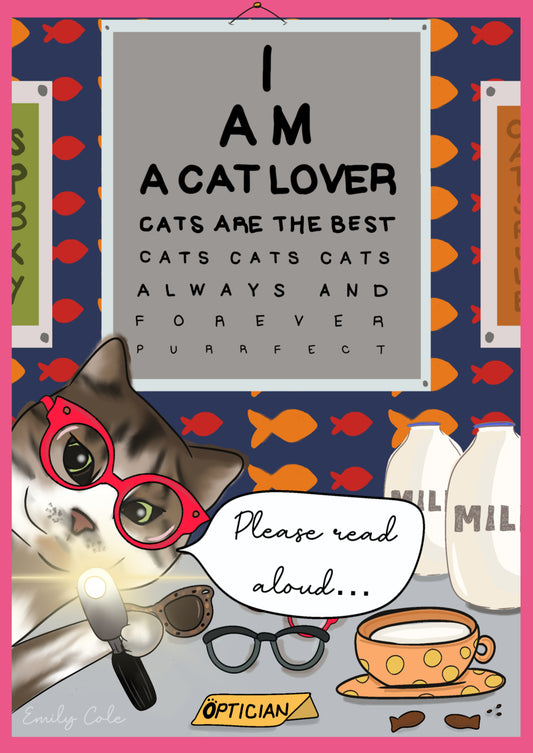 Quirky Cat Opticians Digital Poster Print
