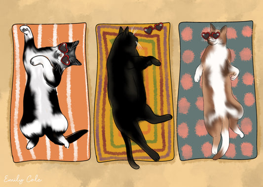 Sunbathing Cats Digital Print