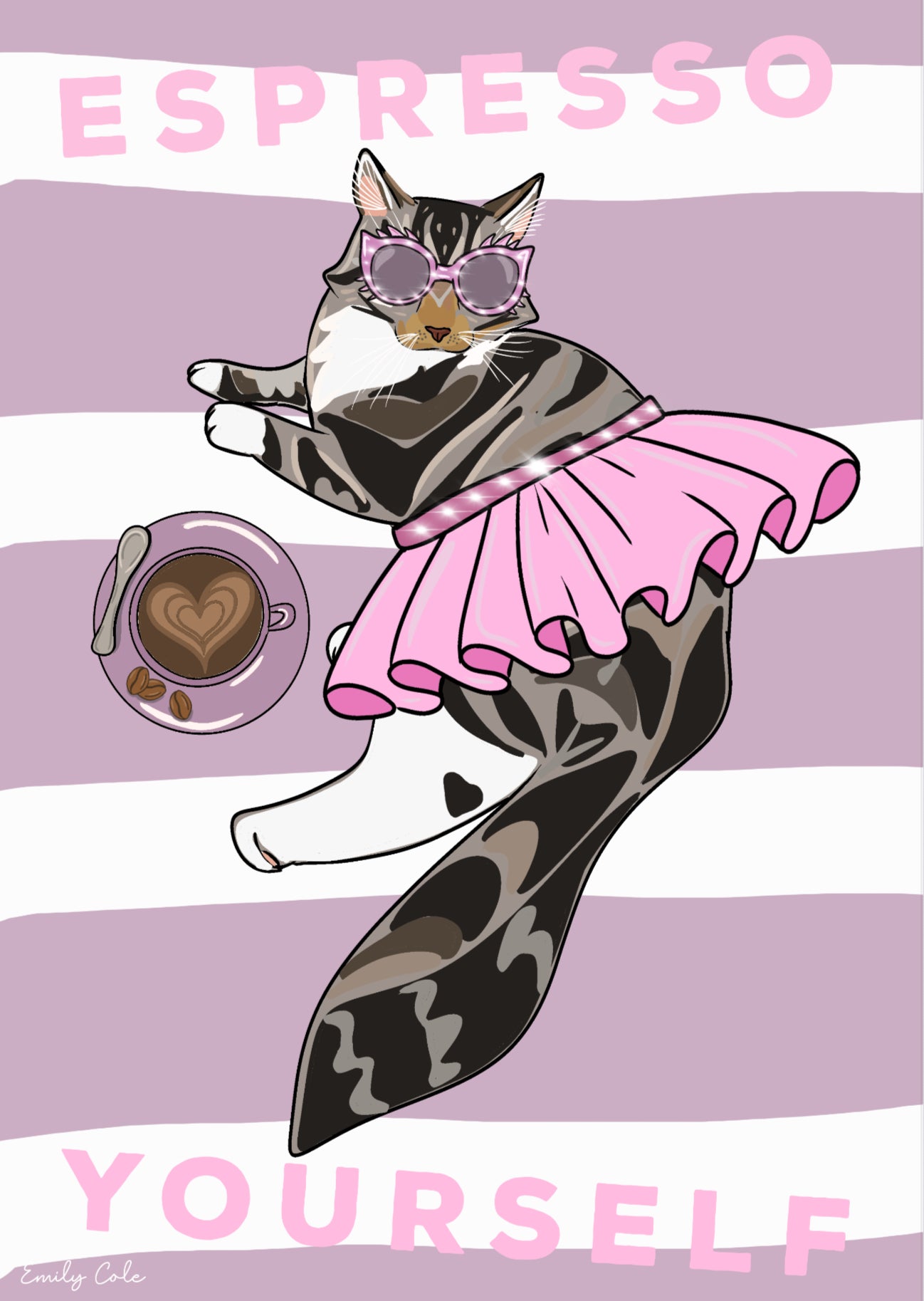 Espresso Yourself Digital Cat Poster Print