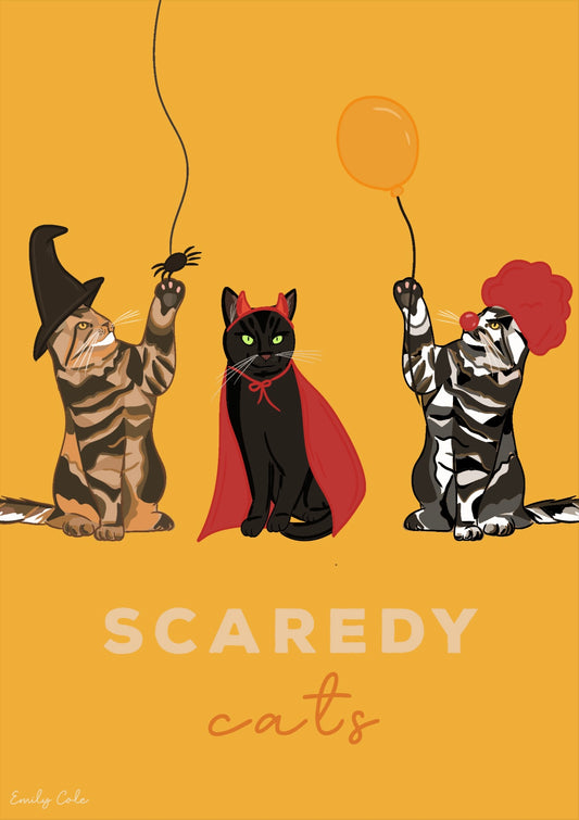 Halloween Scaredy Cat Digital Poster Print