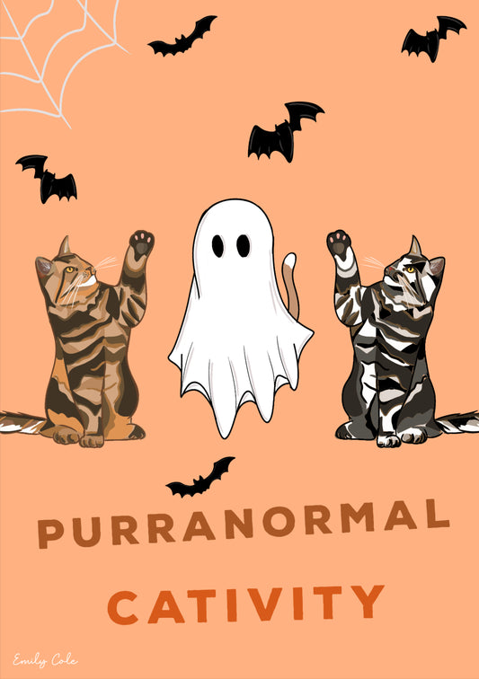 Halloween Purranormal Cativity Digital Cat Poster Print