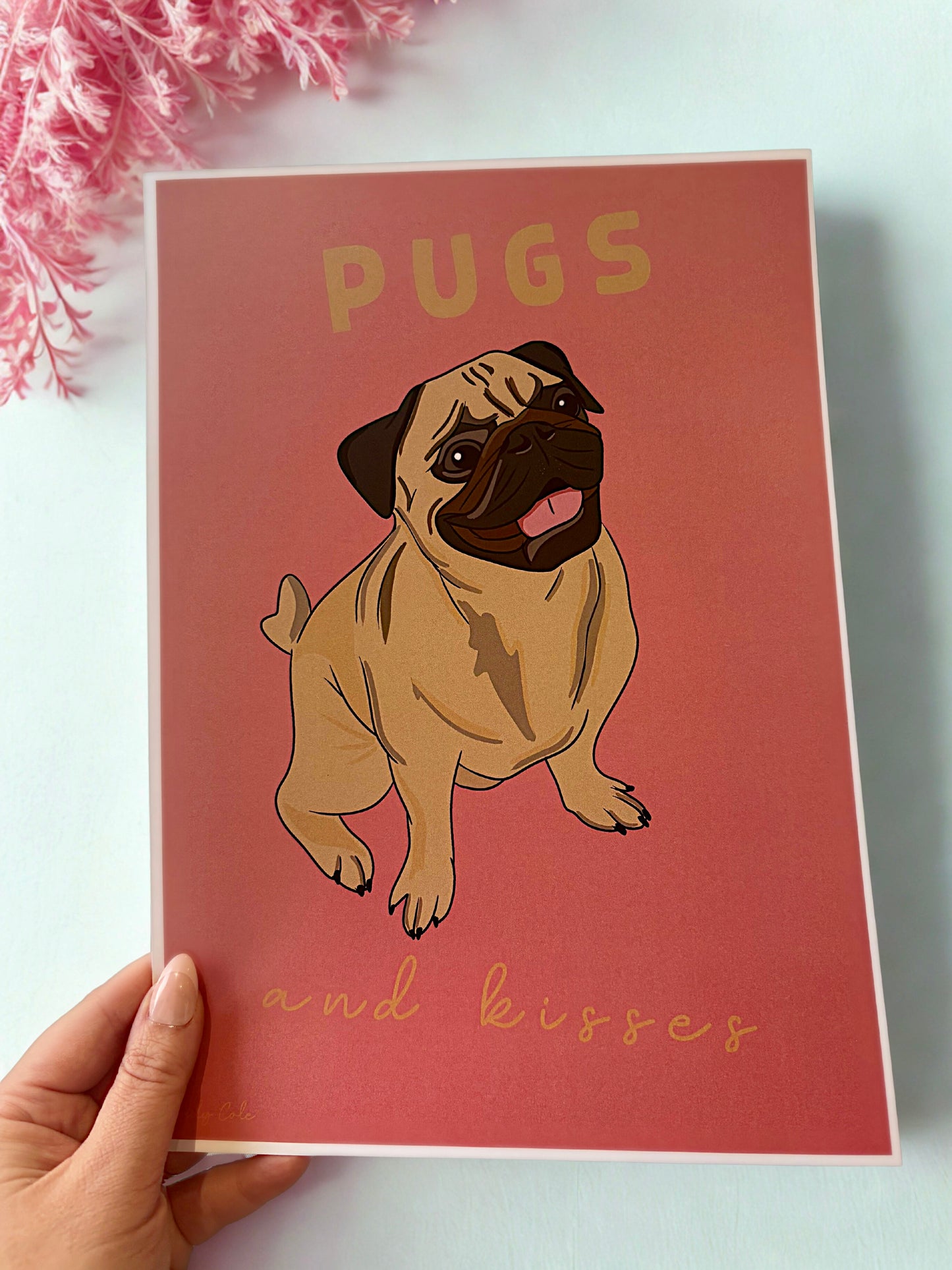 Pugs & Kisses Pug Dog Digital Poster Print