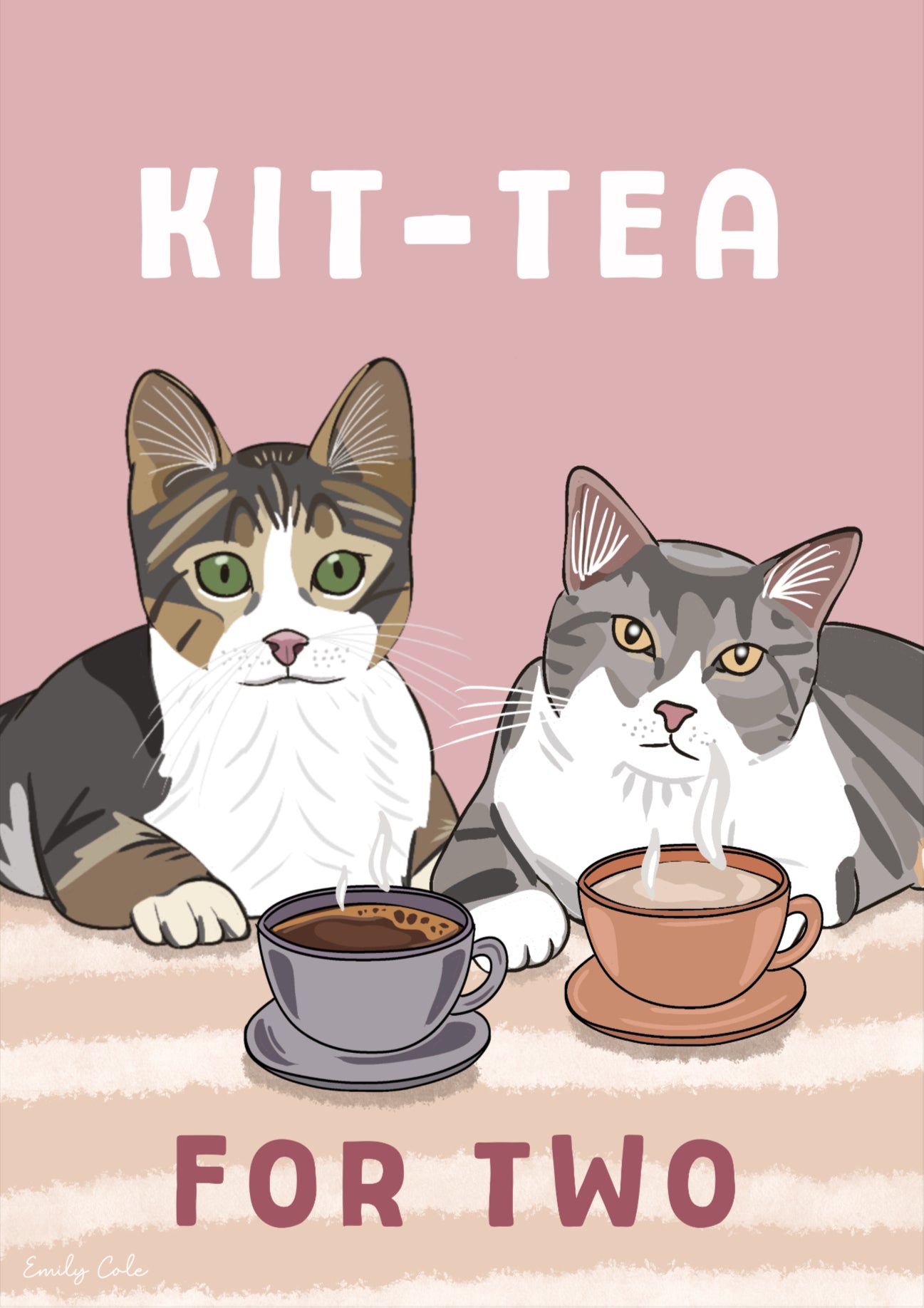 Kit-Tea For Two Cat Digital Poster Print
