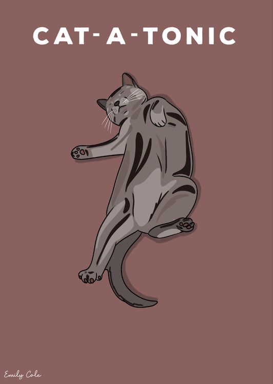 Catatonic Digital Cat Poster Print