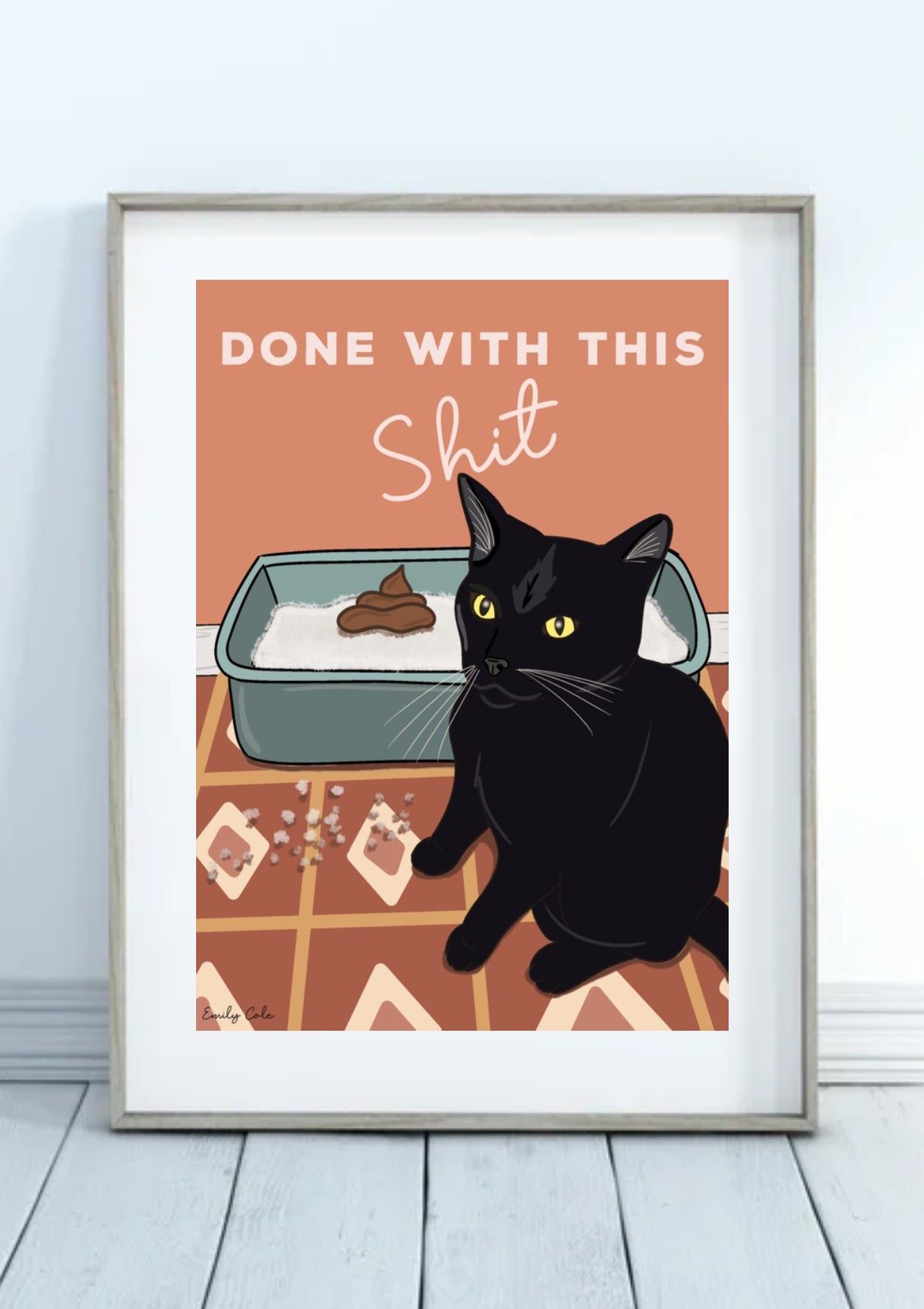 Done With This Shit Black Cat Digital Poster Print