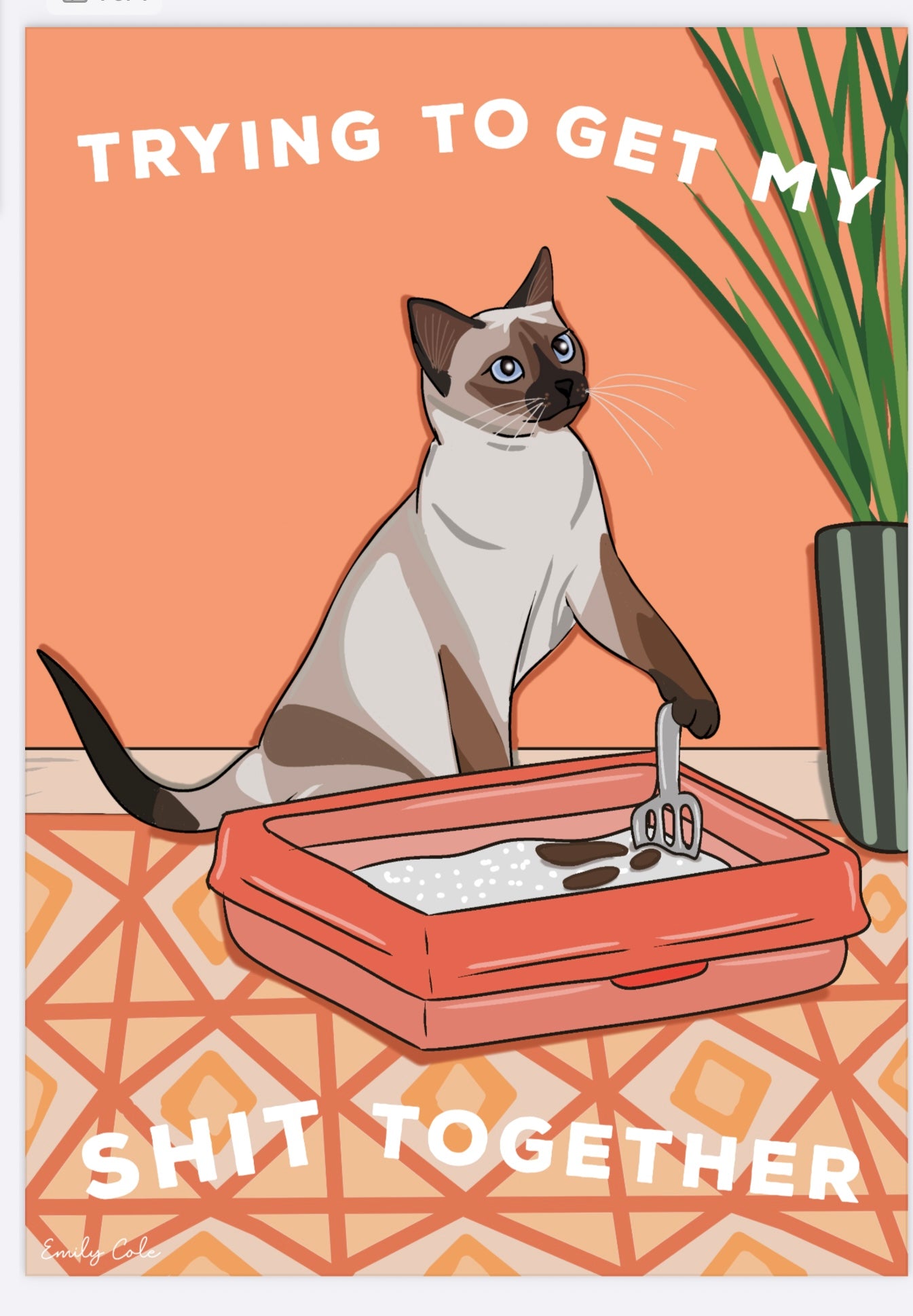 Trying To Get My Shit Together Siamese Digital Cat Poster Print