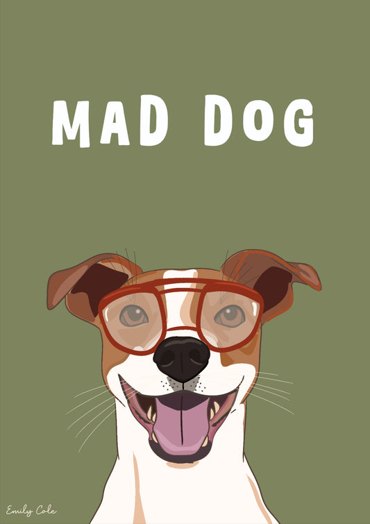 Mad Dog; Jack Russell Dog Digital Poster Print