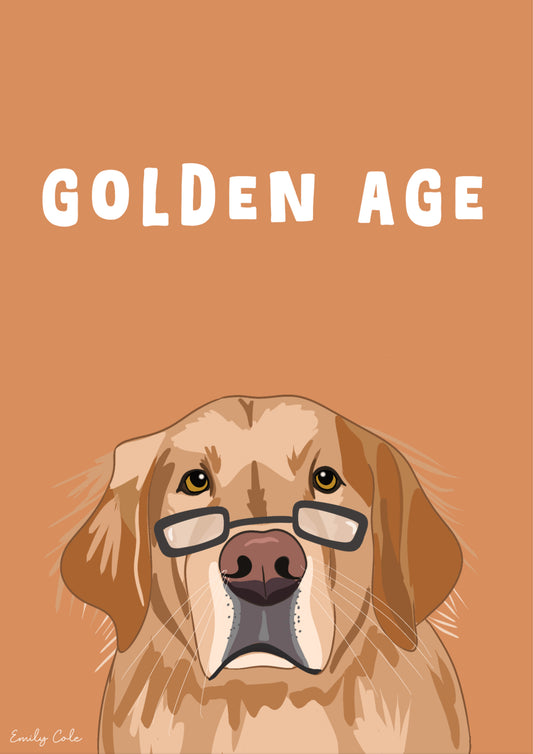 Golden Age; Golden Retriever Dog Digital Poster Print