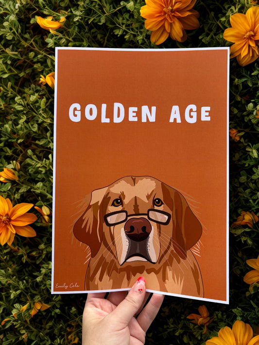Golden Age A4 Golden Retriever Dog Poster