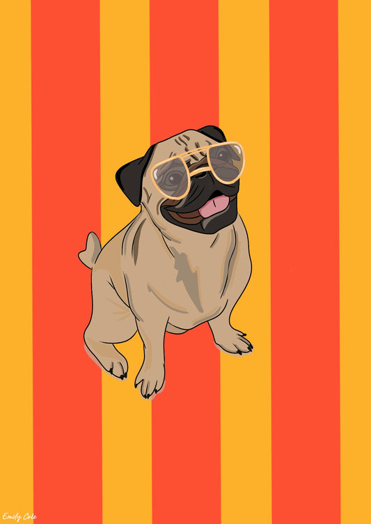Bold Vibrant Striped Pug God Lover Wall Art