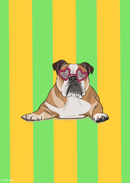 Bold Vibrant Striped Bulldog Poster Print