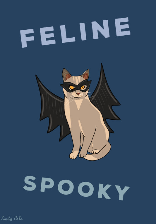 Feline Spooky Halloween Cat Digital Poster Print