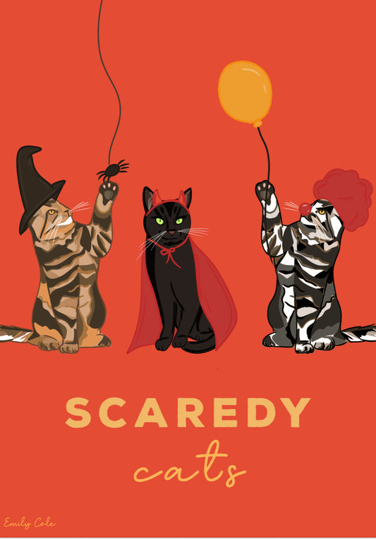 Halloween Cat Primts Selection of 6 Digital Poster Prints