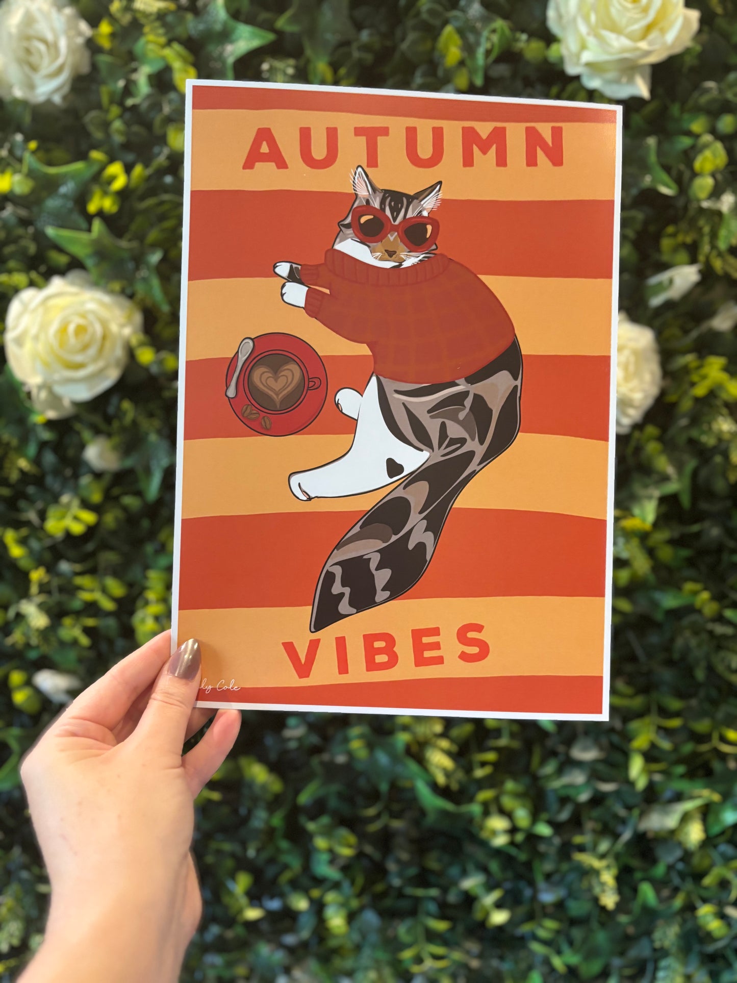 Autumn Vibes Cat Digital Poster Print