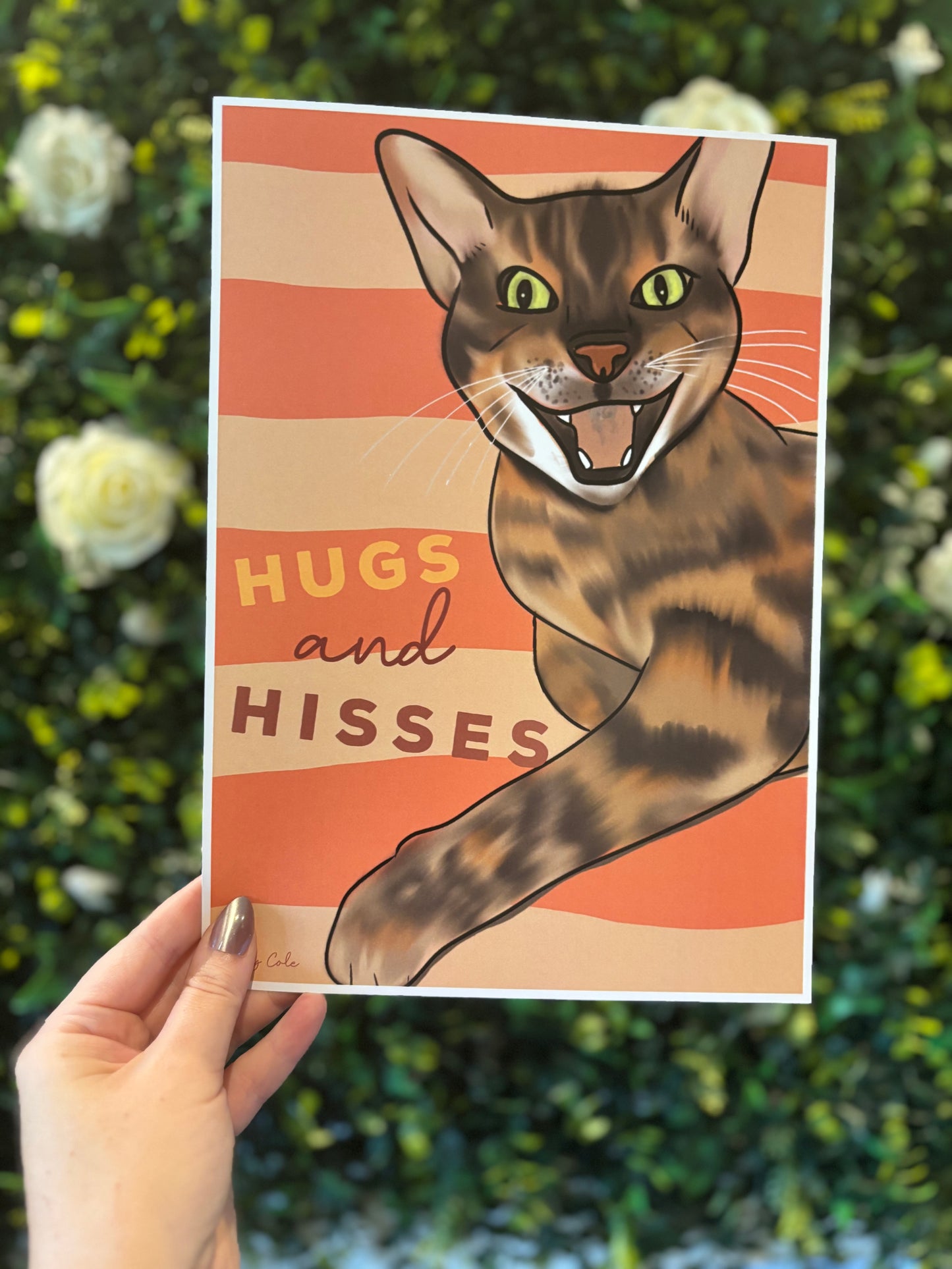 Hugs & Hisses Digital Cat Poster Print