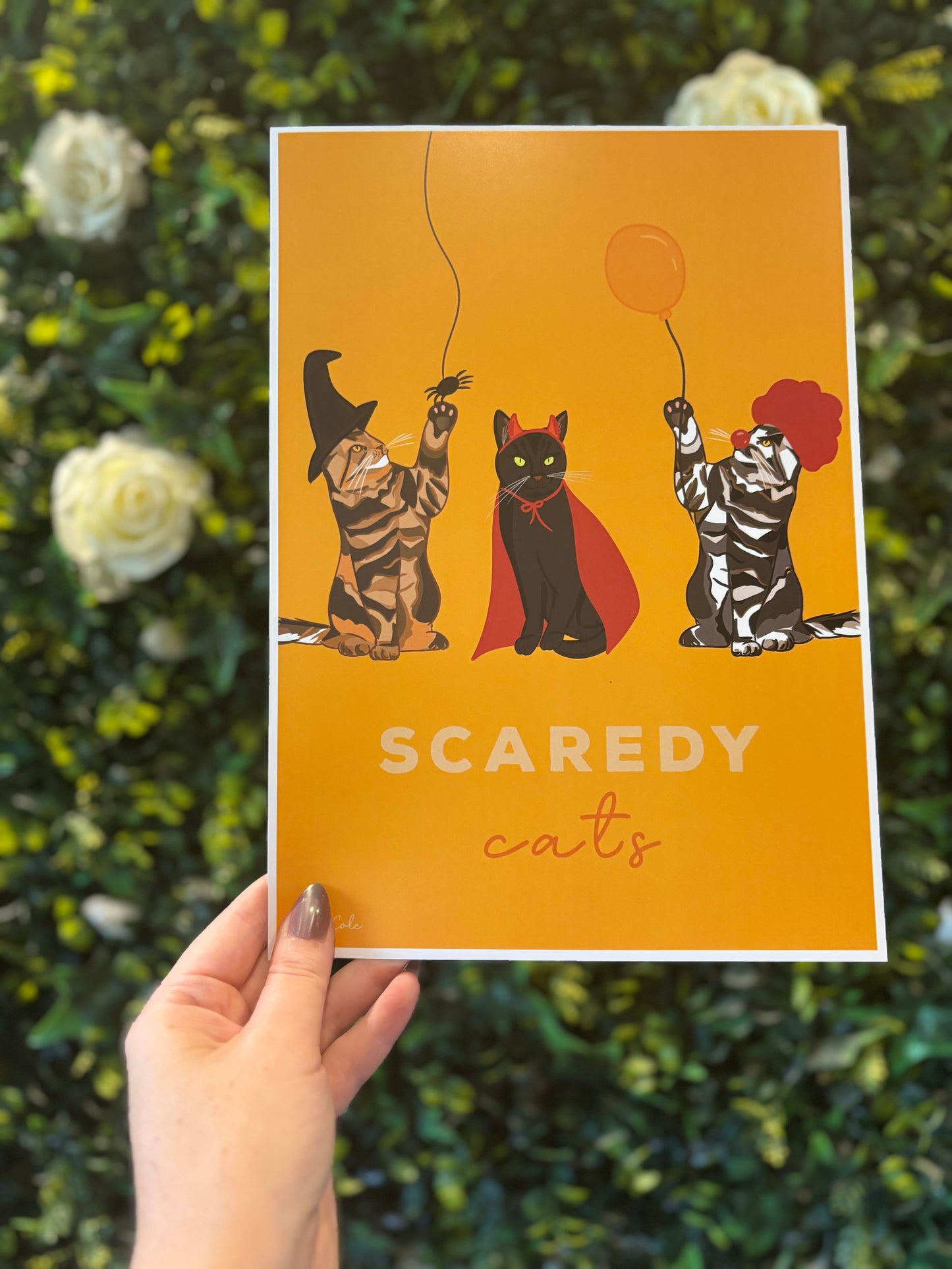 Halloween Scaredy Cat Digital Poster Print