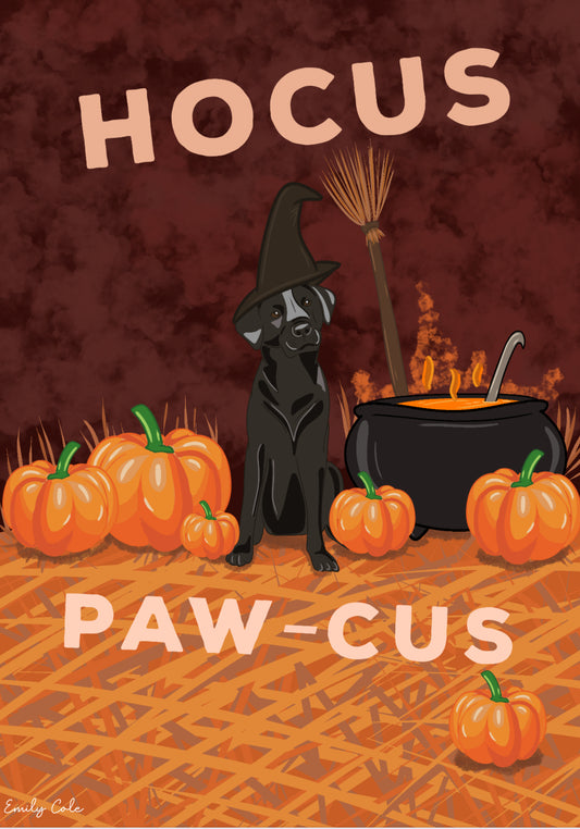 Hocus Paw-Cus Black Lab Halloween Dog Digital Poster Print