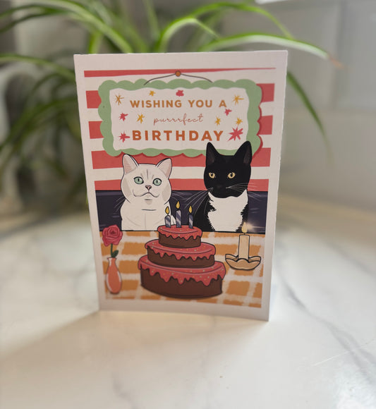 A6 Wishing You A Purrfect Birthday Cat Themed Blank Birthday Card