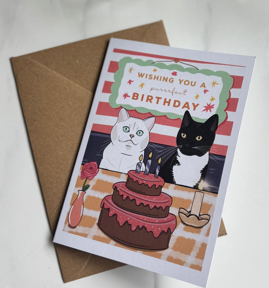 A6 Wishing You A Purrfect Birthday Cat Themed Blank Birthday Card