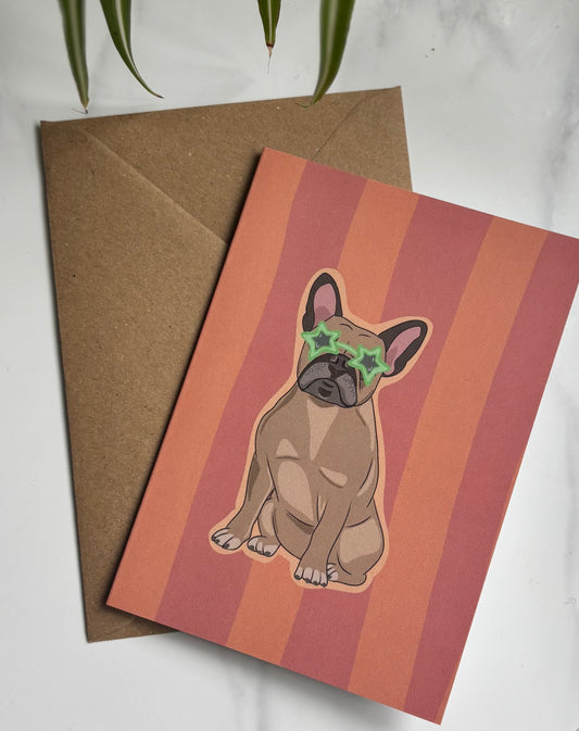 A6 French Bulldog In Sunglasses Blank Greetings Card