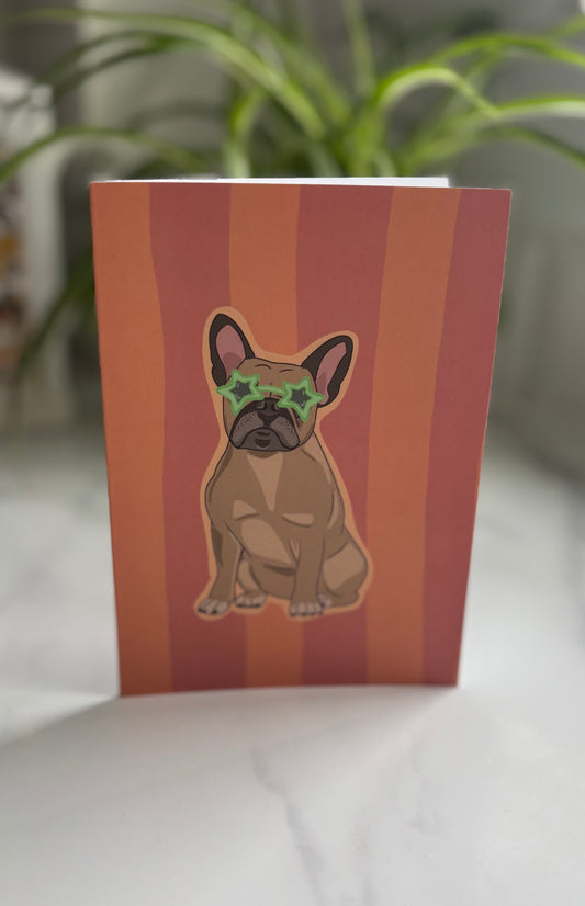 A6 French Bulldog In Sunglasses Blank Greetings Card