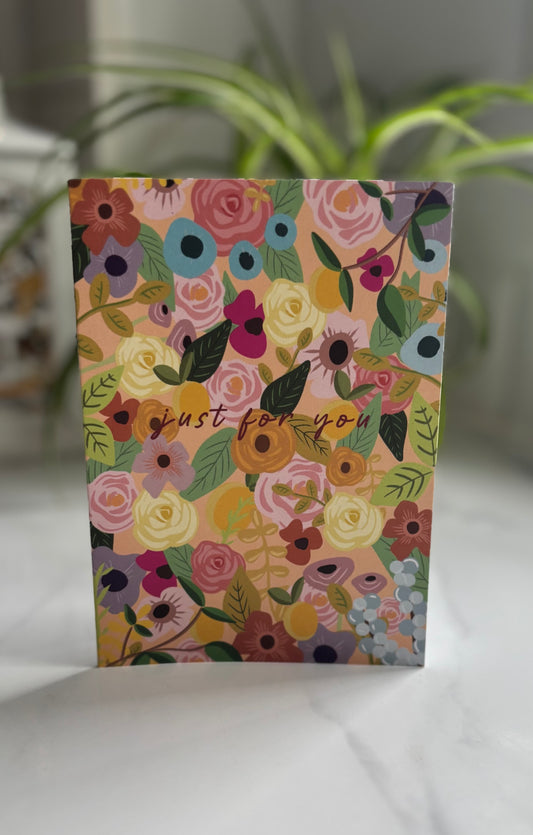 A6 Vibrant Floral Just For You Blank Greetings Card