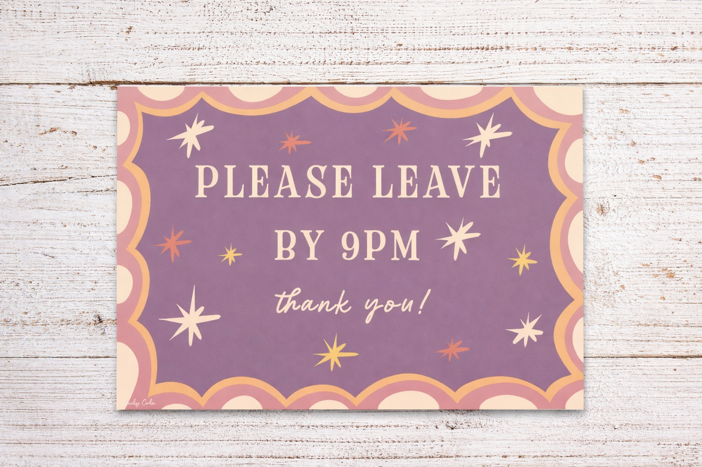 Please Leave By 9pm Funny Cute Home Poster Print