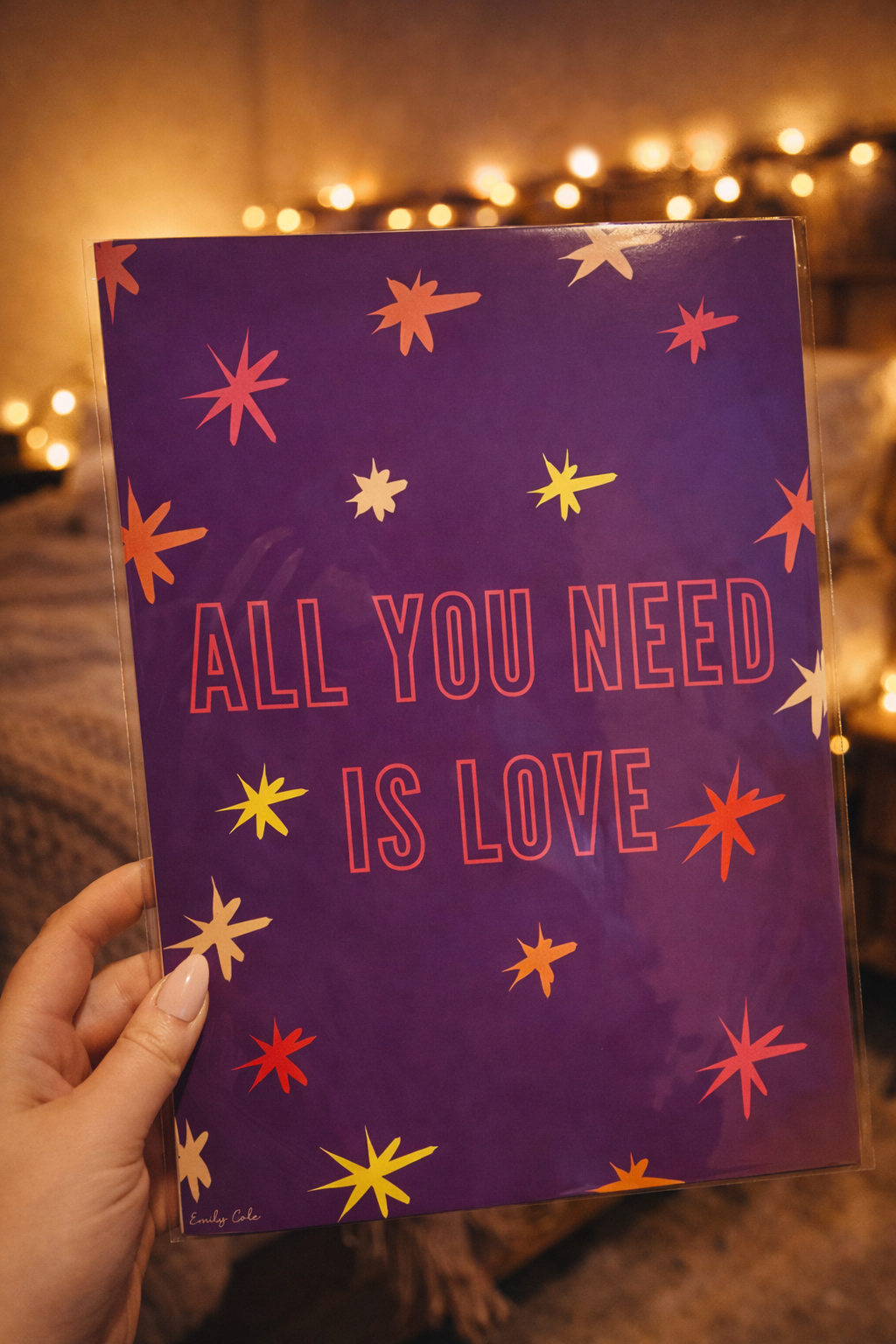 Bold All You Need Is Love Cute Bedroom Poster Print