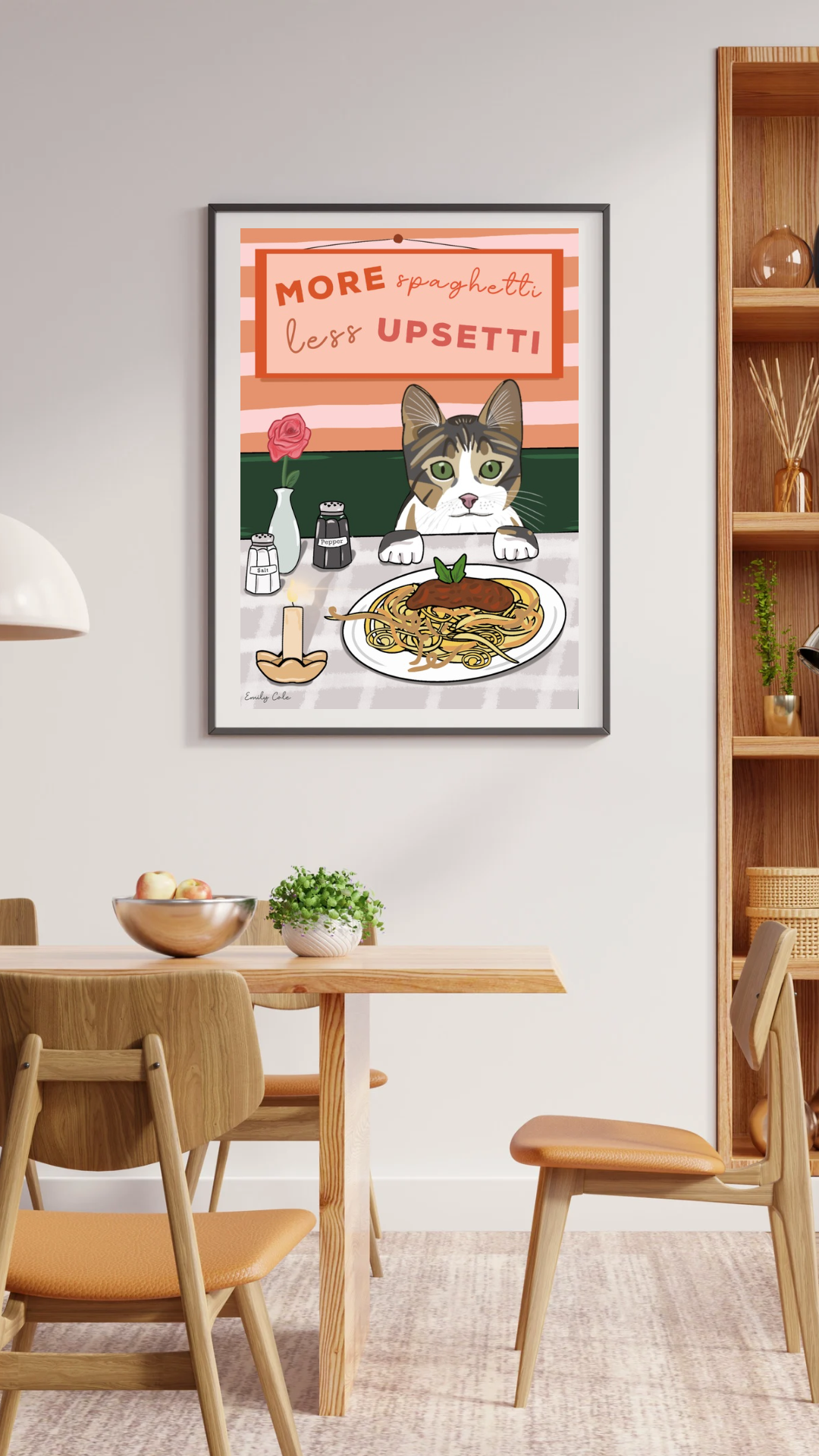 More Spaghetti Less Upsetti Tabby Cat Digital Poste Print