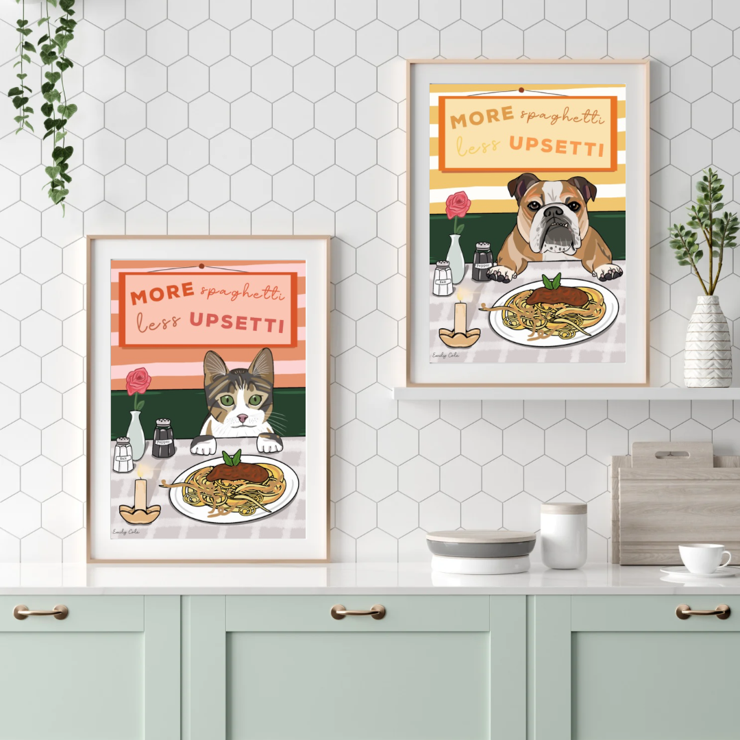 More Spaghetti Less Upsetti Bulldog Digital Poster Print