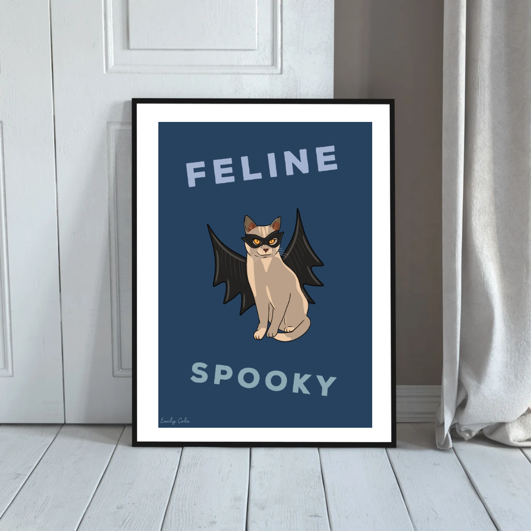 Feline Spooky Halloween Cat Digital Poster Print