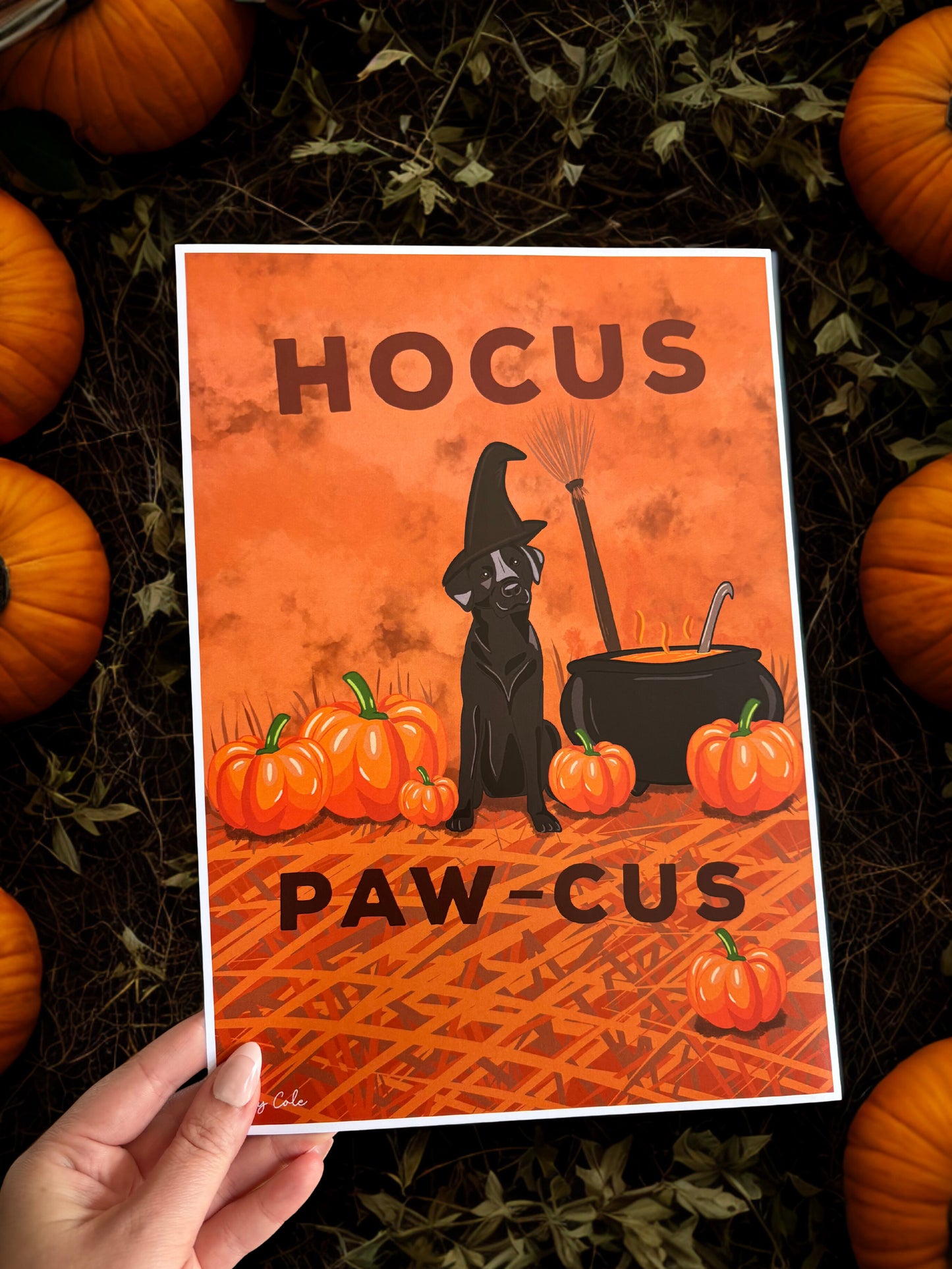 Hocus Paw-Cus Black Lab Halloween Dog Digital Poster Print