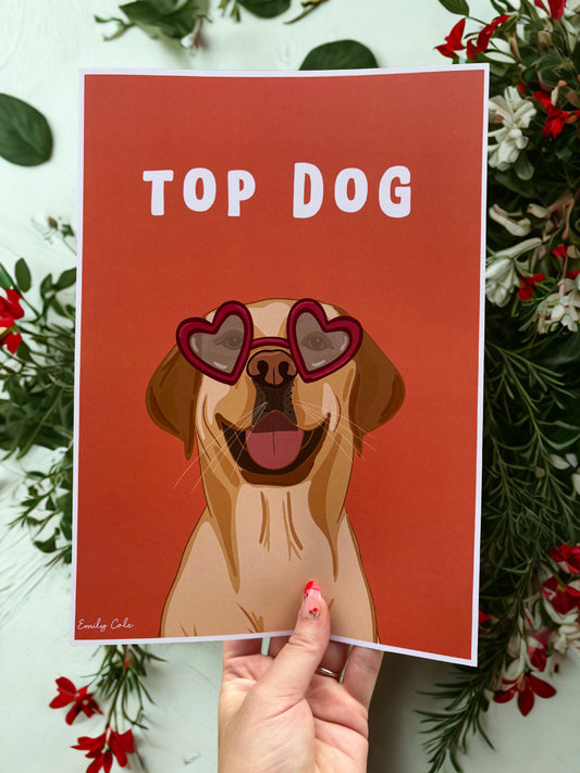 Top Dog Bold Golden Lab A4 Poster
