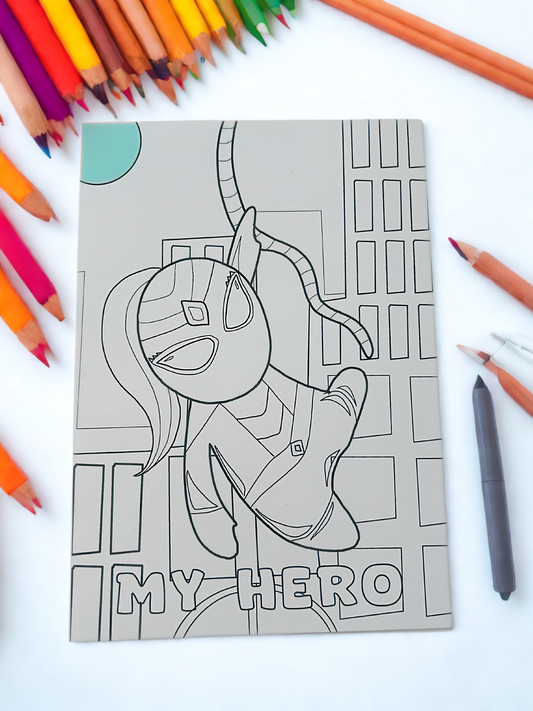 Colour-In Greetings Card My Hero - With Ponytail