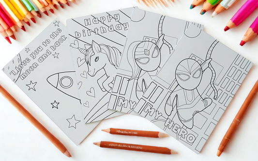 Set of 4 Colour-In Greetings Cards