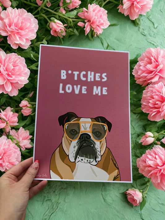 Bulldog Funny Dog Bold A4 Poster