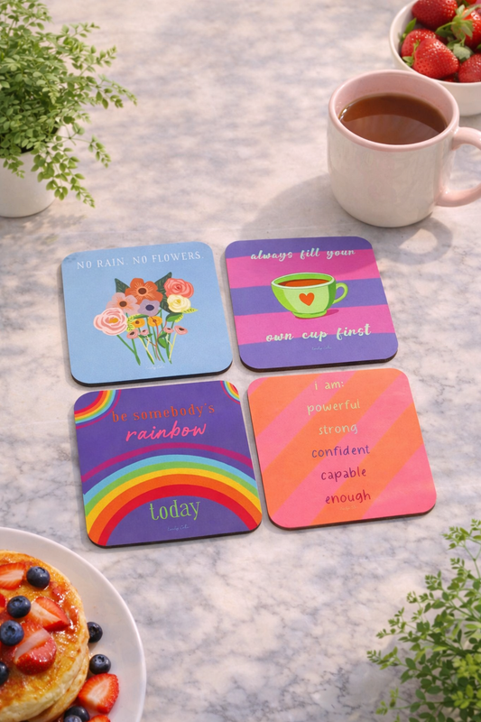 Set of 4 Bold & Vibrant Affirmation Coasters
