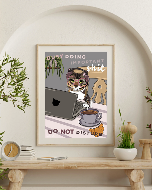 Do Not Disturb Cat Office Digital Poster Print