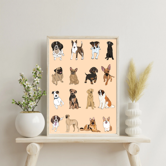 Assortment Of Dogs Cute Fun Digital Poster Print