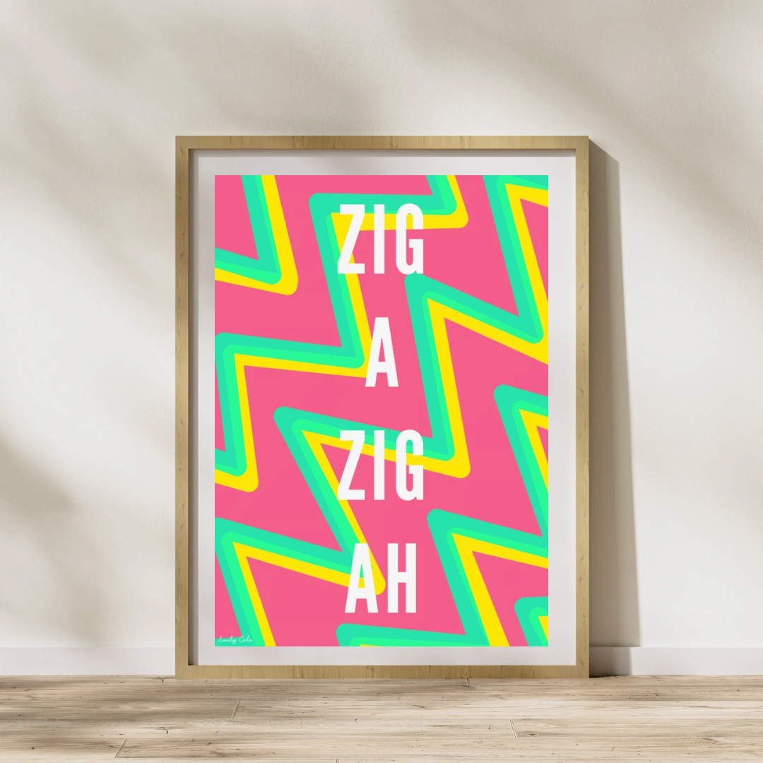 ZIG A ZIG AH Vibrant Retro Nostalgic Poster Print