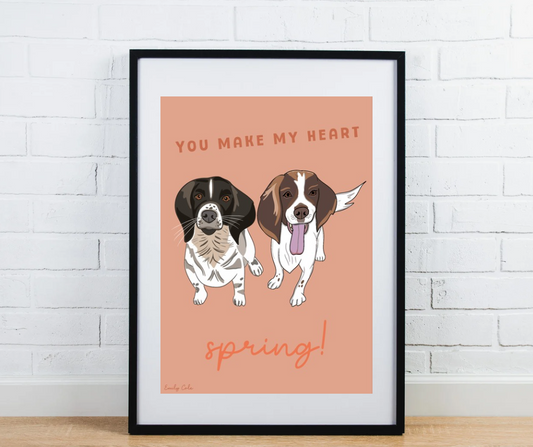 You Make My Heart Spring Dog Digital Poster Print