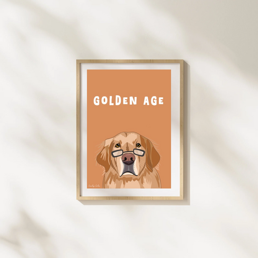 Golden Age; Golden Retriever Dog Digital Poster Print