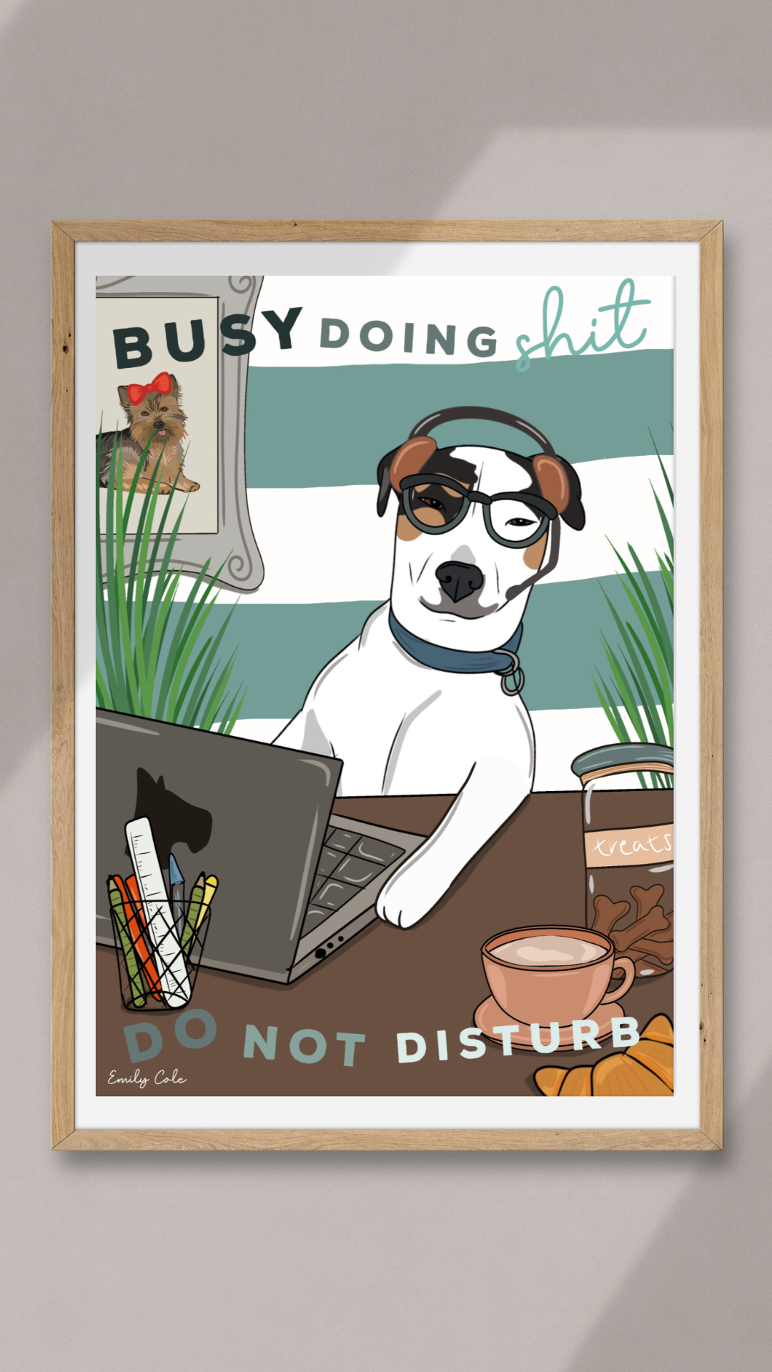 Busy Doing Shit Funny Rude Terrier Dog Poster Print