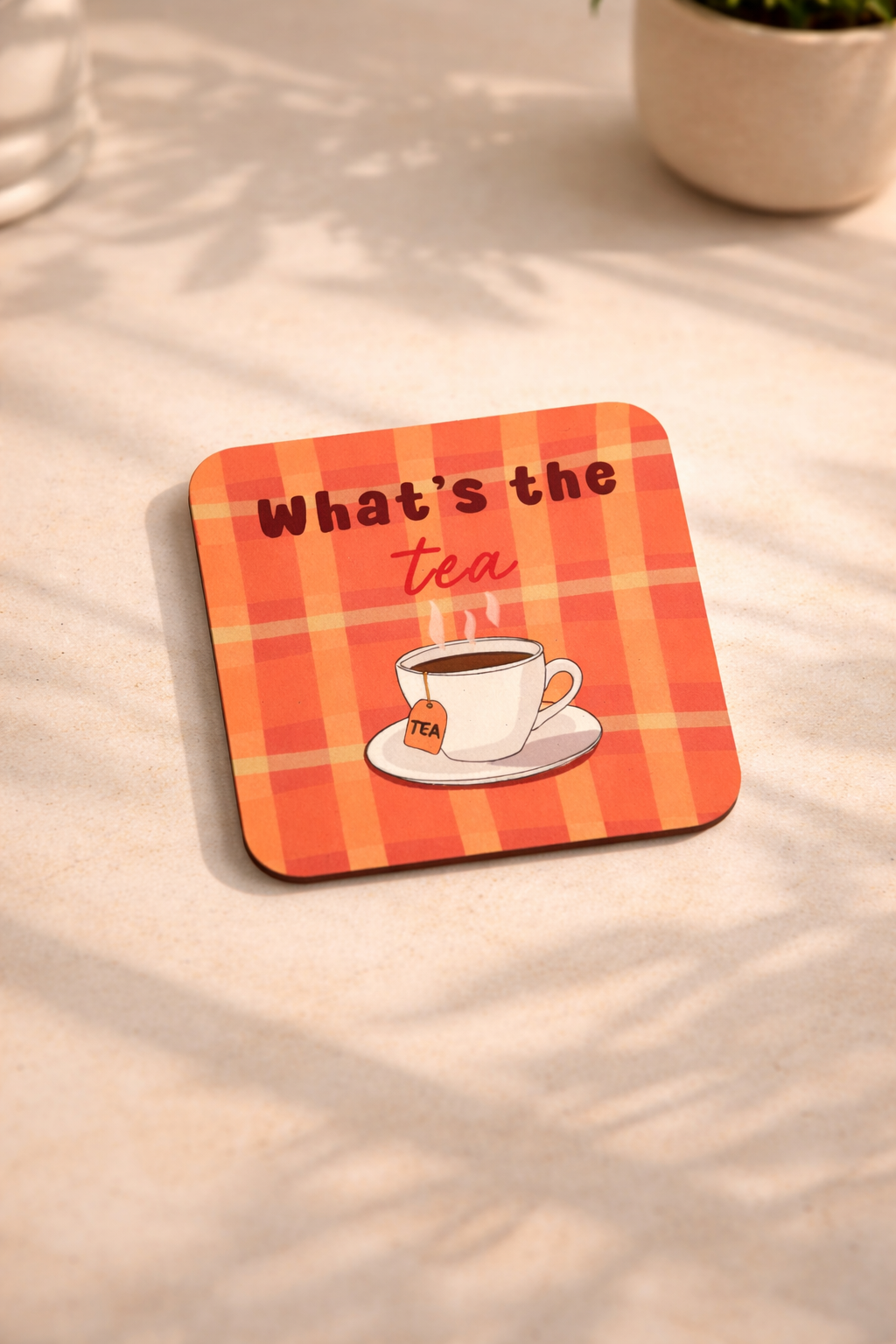 Set of 3 What’s The Tea Themed Coasters